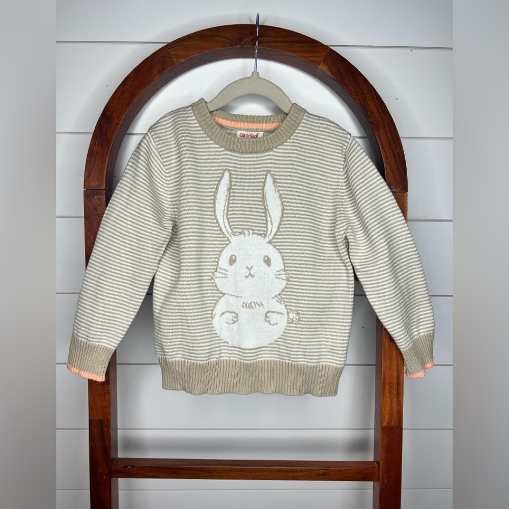 Cat & Jack Beige and Pink Striped Sweater
